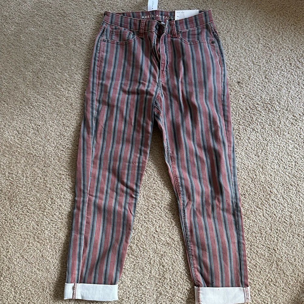 American Eagle colorful striped mom jeans. Size 2 (26W) and brand new with tags